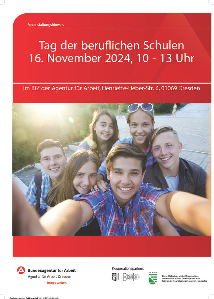 Plakat des Tags der beruflichen Schulen am 16.11.2024 im BIZ Dresden