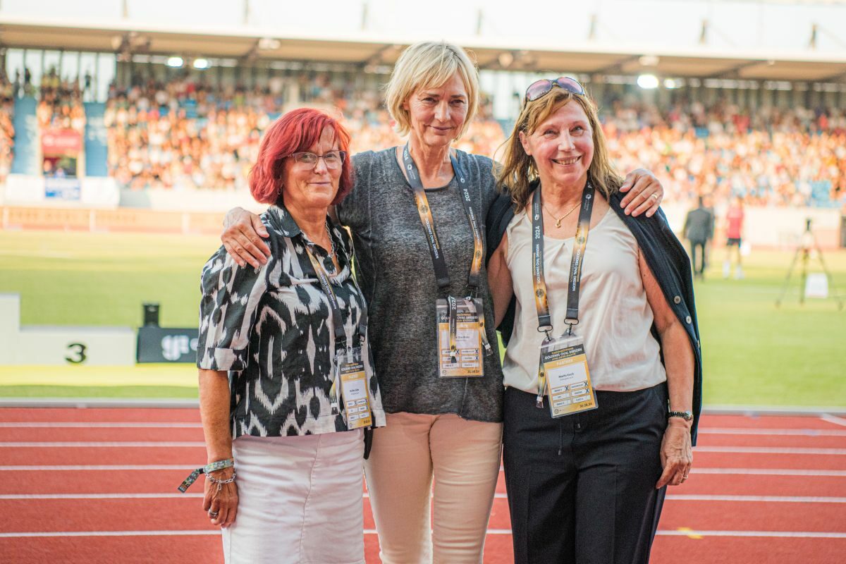 Ehemalige Leichtathletinnen Marlies Göhr, Heike Drechsler und Marita Koch