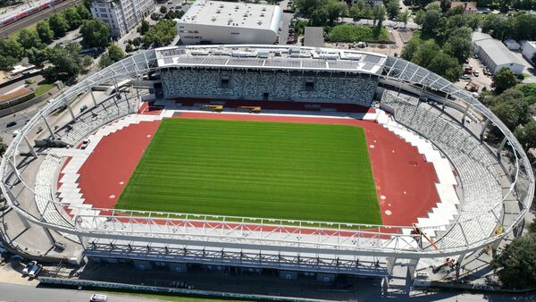 Luftaufnahme Heinz-Steyer-Stadion in Richtung Innenstadt