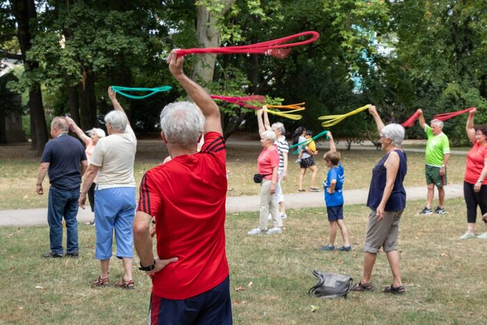 Senioren im Park beim Sport