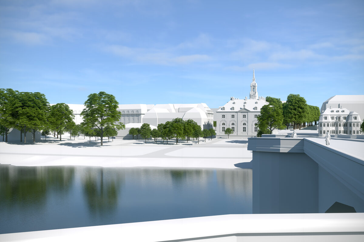 Visualisierung zukünftige Bebauung am Königsufer, Planungsstand 2024