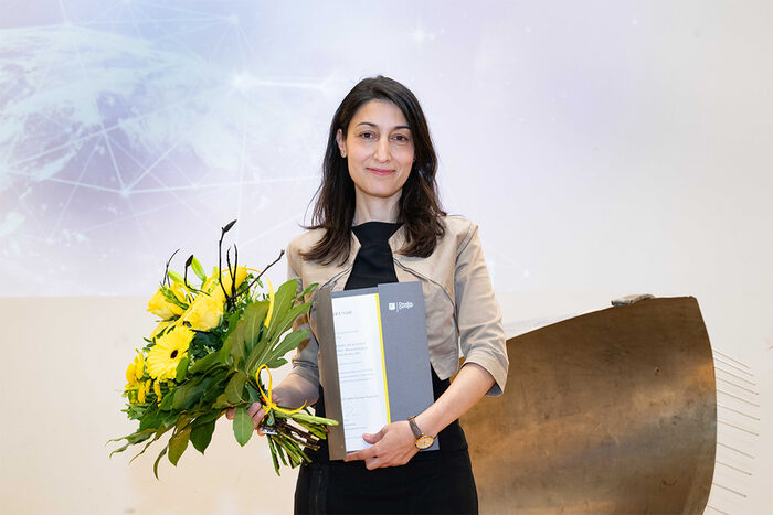 Preisträgerin Christina Pamporaki bei der Preisverleihung des DRESDEN EXCELLENCE AWARD