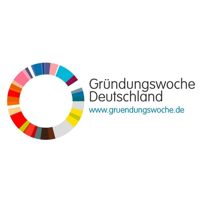 Logo Gründungswoche mit Website Link zu www.gruendungswoche.de