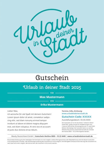 Gutschein für Urlaub in deiner Stadt 2025